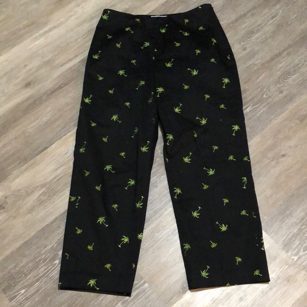 Betu Sport Black Embroidered Palm Tree Pants